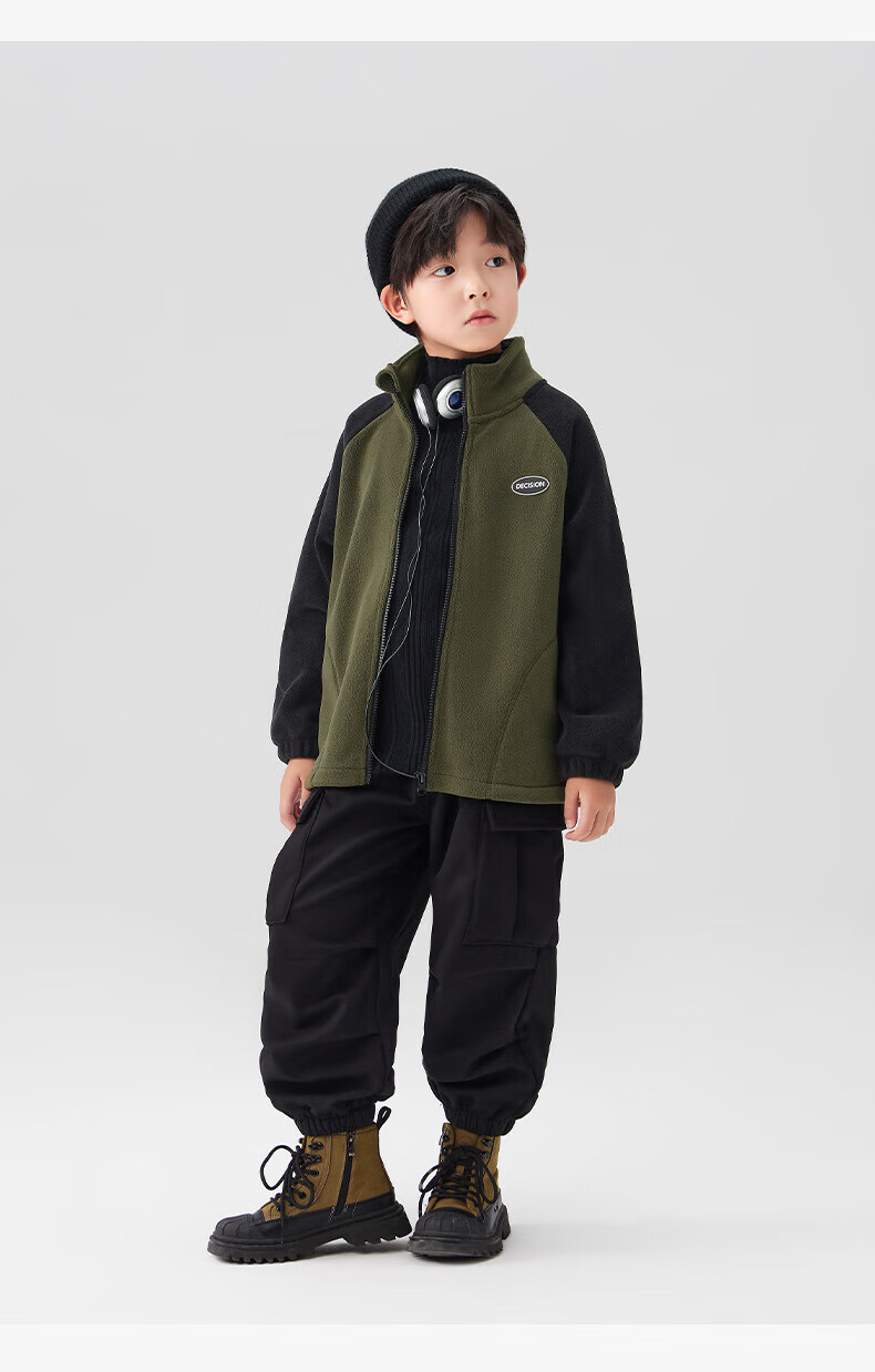 Zuo Xi Boys' Kids' Jacket Autumn 2025 New Double-Sided Fleece Warm Winter Coat Black 130 5